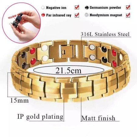 NEODYMIUM ORIGINAL MAGNETIC BRACELET( Gold -TMB 001)