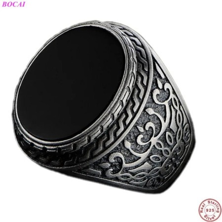 JP Italian Black Stone Finger Ring-COD-116