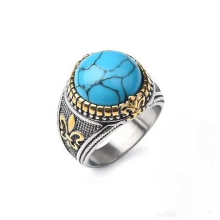 Turkish Origin Handmade Turquoise Stone Finger Ring For Men (102)