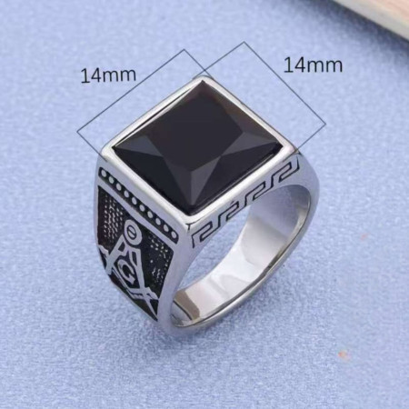 Retro 316L High Quality Black Stone Finger Ring For Men (103)