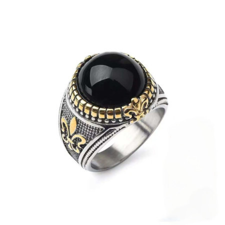 Turkish Handmade Black Stone Finger Ring For Men (111)
